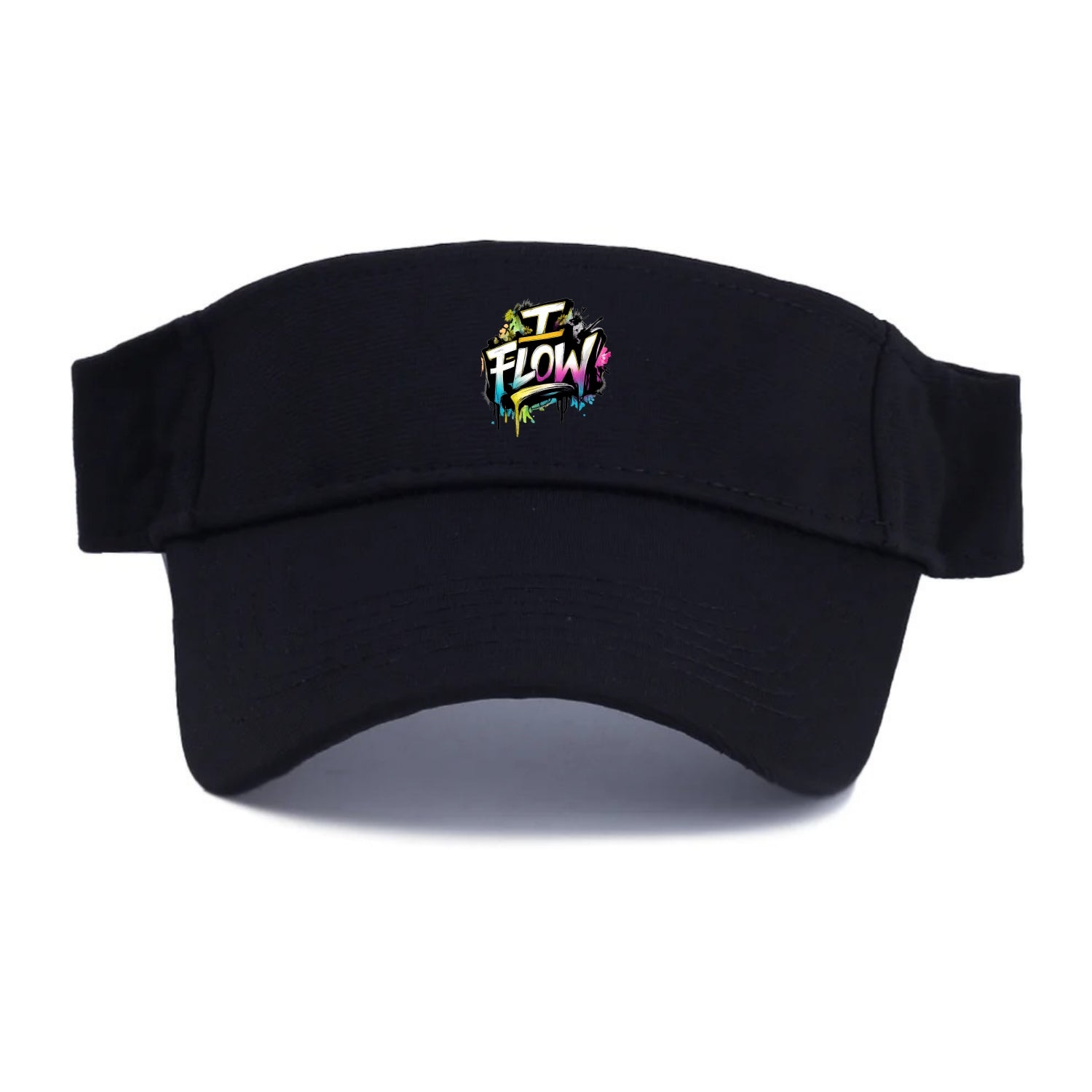 Bold typography design - "I FLOW" - going with life, easy movement - Visor - Black