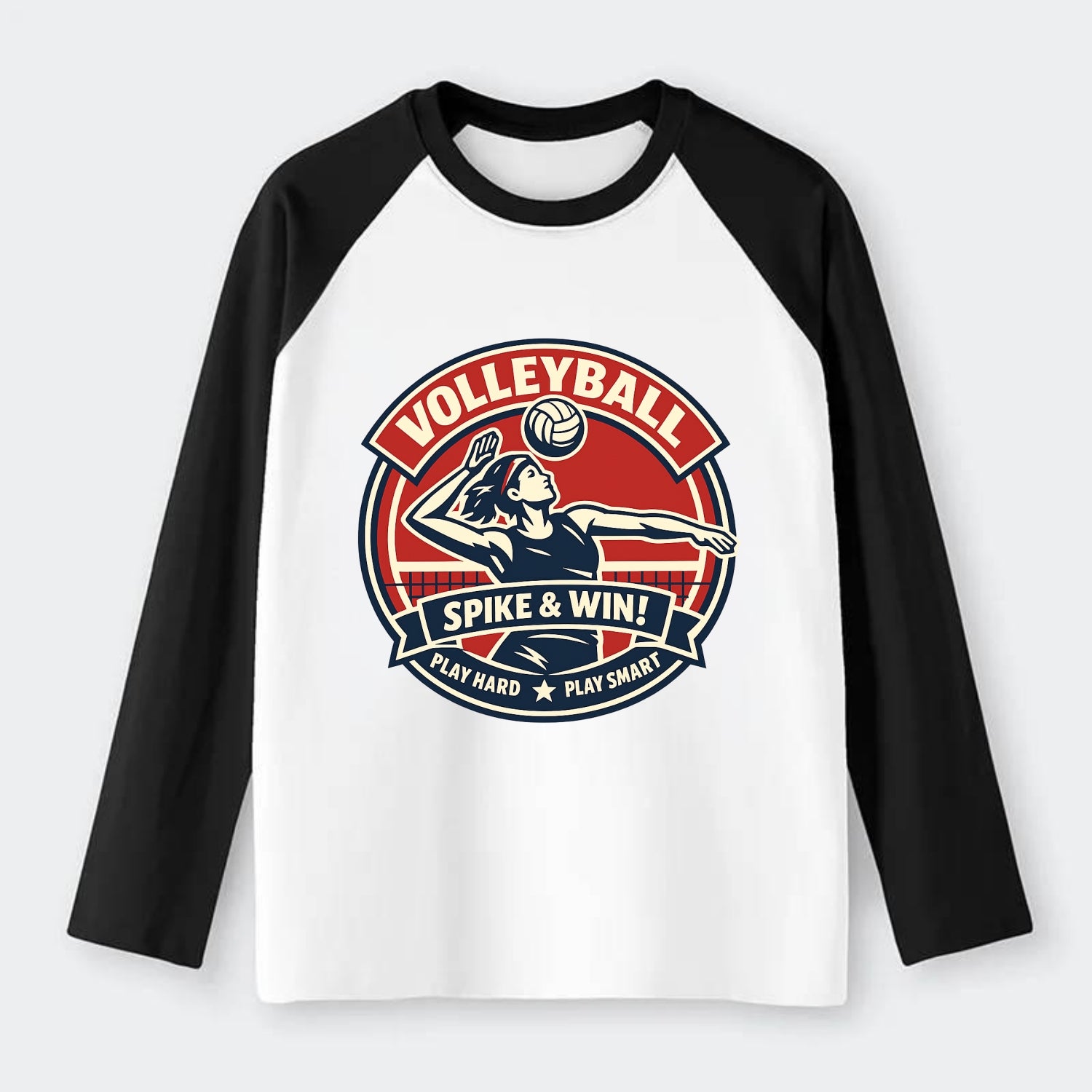 Dynamic Spike Emblem - Raglan Long Sleeve T-Shirt - Black