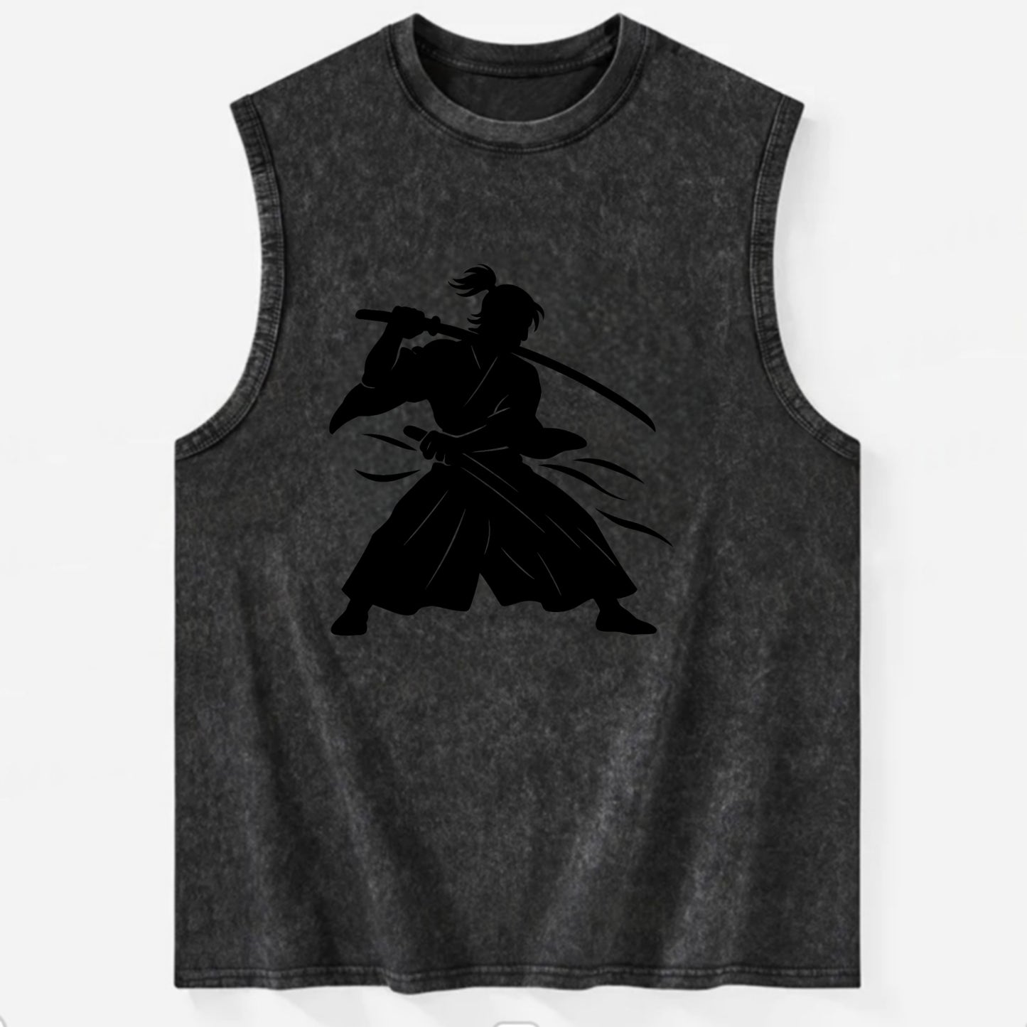 Japanese samurai sword draw - Vintage Washed Tank - Black