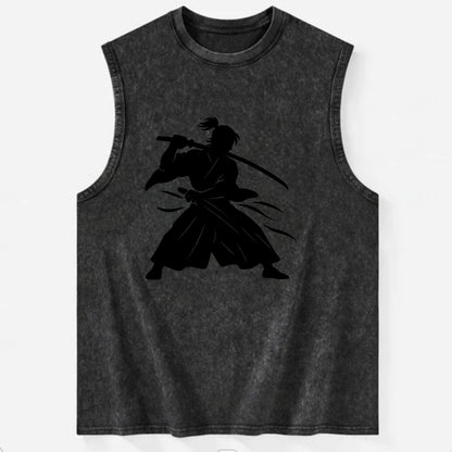 Japanese samurai sword draw - Vintage Washed Tank - Black
