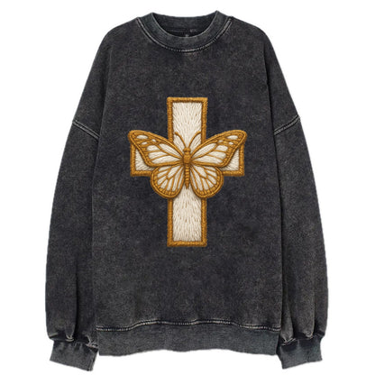 Resurrection Cross  - Vintage Sweatshirt - Black