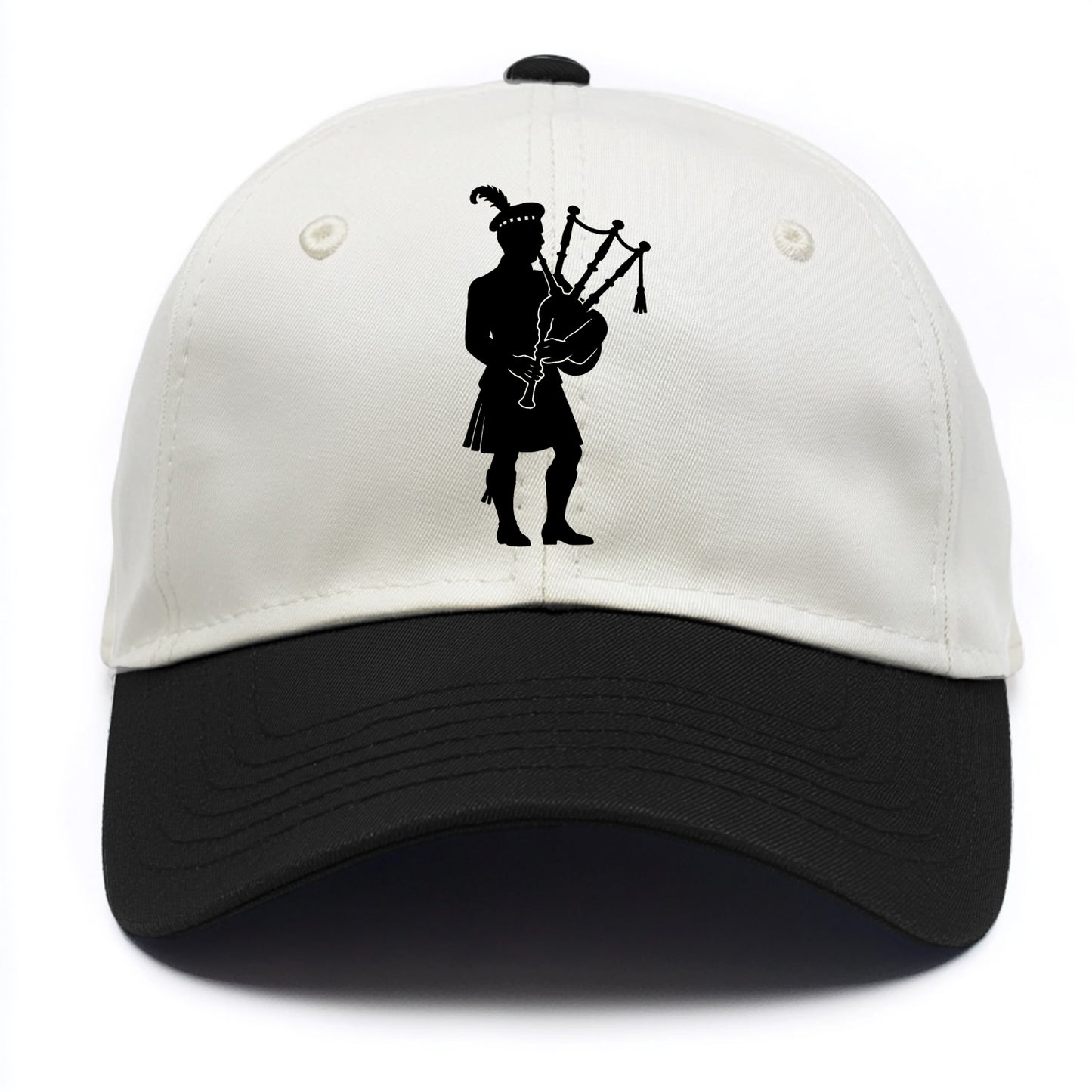 Bagpiper in traditional stance - Two Tone Cap - Black