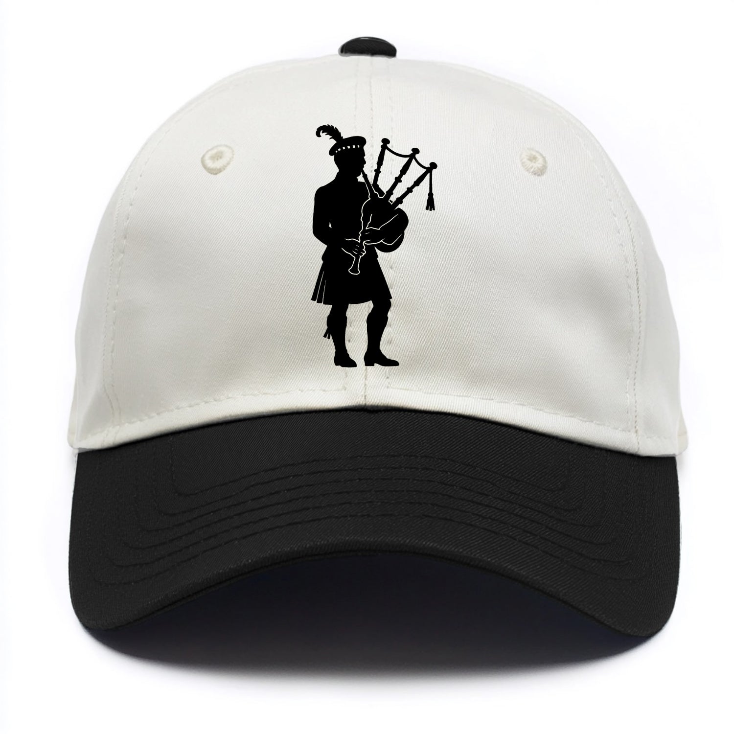 Bagpiper in traditional stance - Two Tone Cap - Black