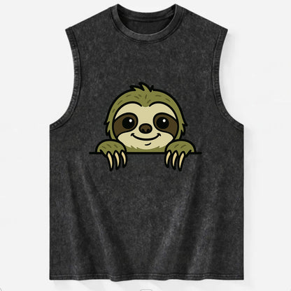 Sloth  - Vintage Washed Tank - Black