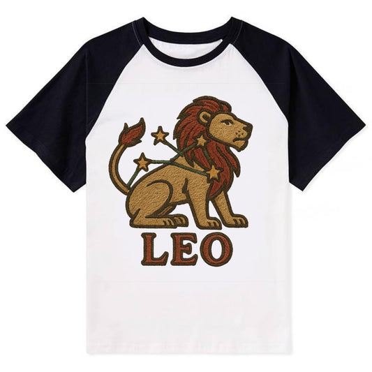 Leo Lion  - Contrast Raglan T-shirt - Black