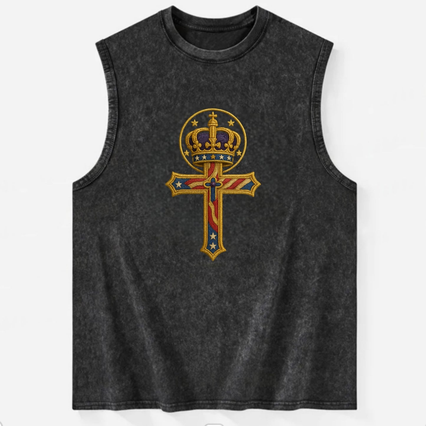 Cross and Crown  - Vintage Washed Tank - Black