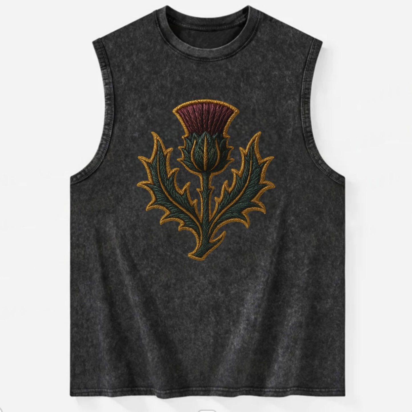 Scottish Thistle  - Vintage Washed Tank - Black