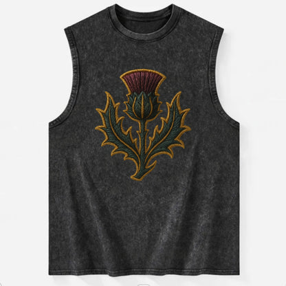 Scottish Thistle  - Vintage Washed Tank - Black
