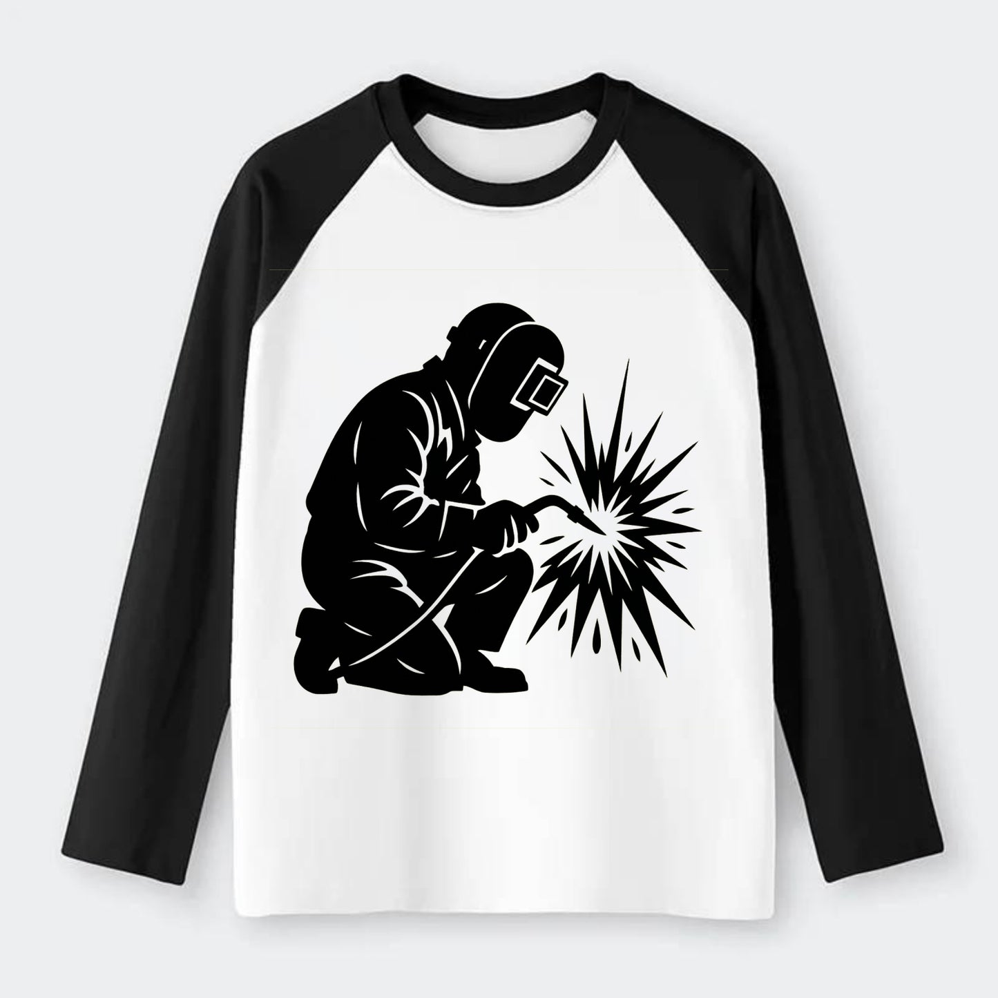 Welder sparks flying dramatically - Raglan Long Sleeve T-Shirt - Black