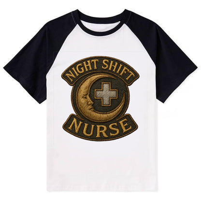 Night Shift Nurse  - Contrast Raglan T-shirt - Black