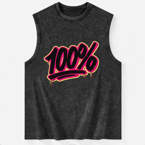 Bold typography design - 100% - all in, fully committed - Vintage Washed Tank