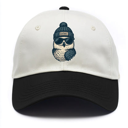 Quebec City Snowy Owl wearing Quebec bea - Two Tone Cap - Black