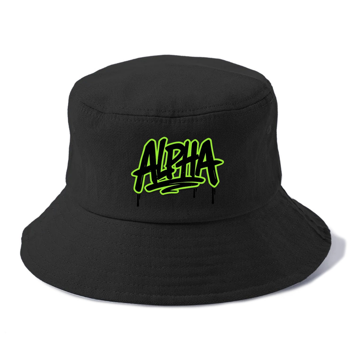 Bold typography design - "ALPHA" - leader of the pack - Bucket Hat - Black
