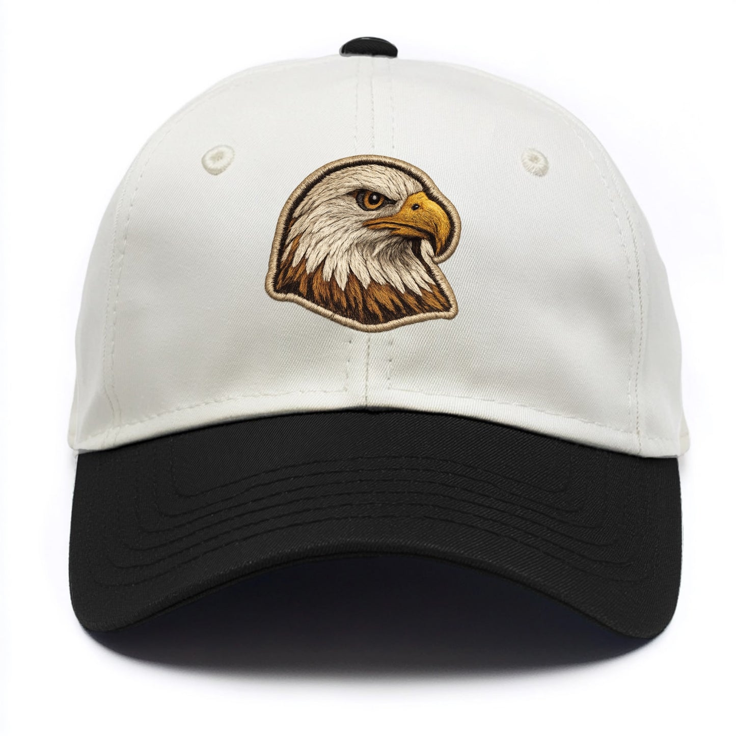 EAGLE HEAD PROFILE - majestic bald eagle in brown, white and gold , American pride - Two Tone Cap - Black