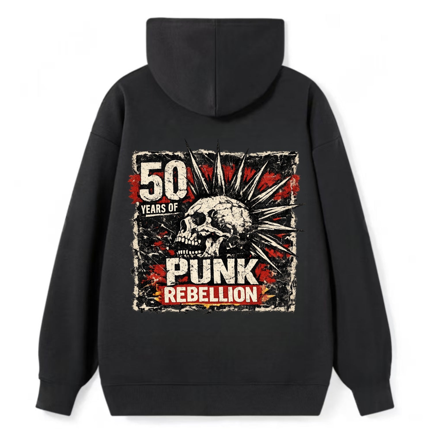 MOHAWK RISING | Spiked hair silhouette | Liberty spikes | Punk identity | - Classic Pullover Hoodie - Black