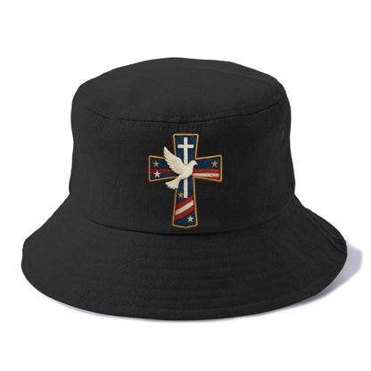 Dove and Cross  - Bucket Hat - Black