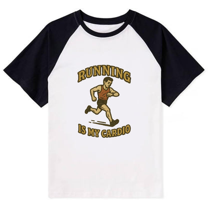 Running Late Is My Cardio  - Contrast Raglan T-shirt - Black