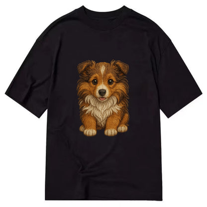 Baby Shetland Sheepdog Puppy - mini collie look, flowing mane, intelligent eyes, - Classic T-shirt - Black