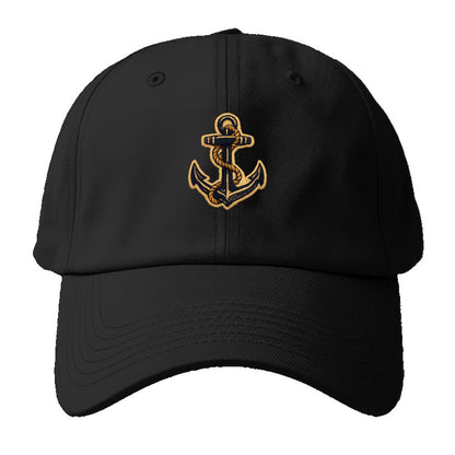 ANCHOR ROPE - classic anchor with rope in navy and gold , sailor - Baseball Cap For Big Heads - Black