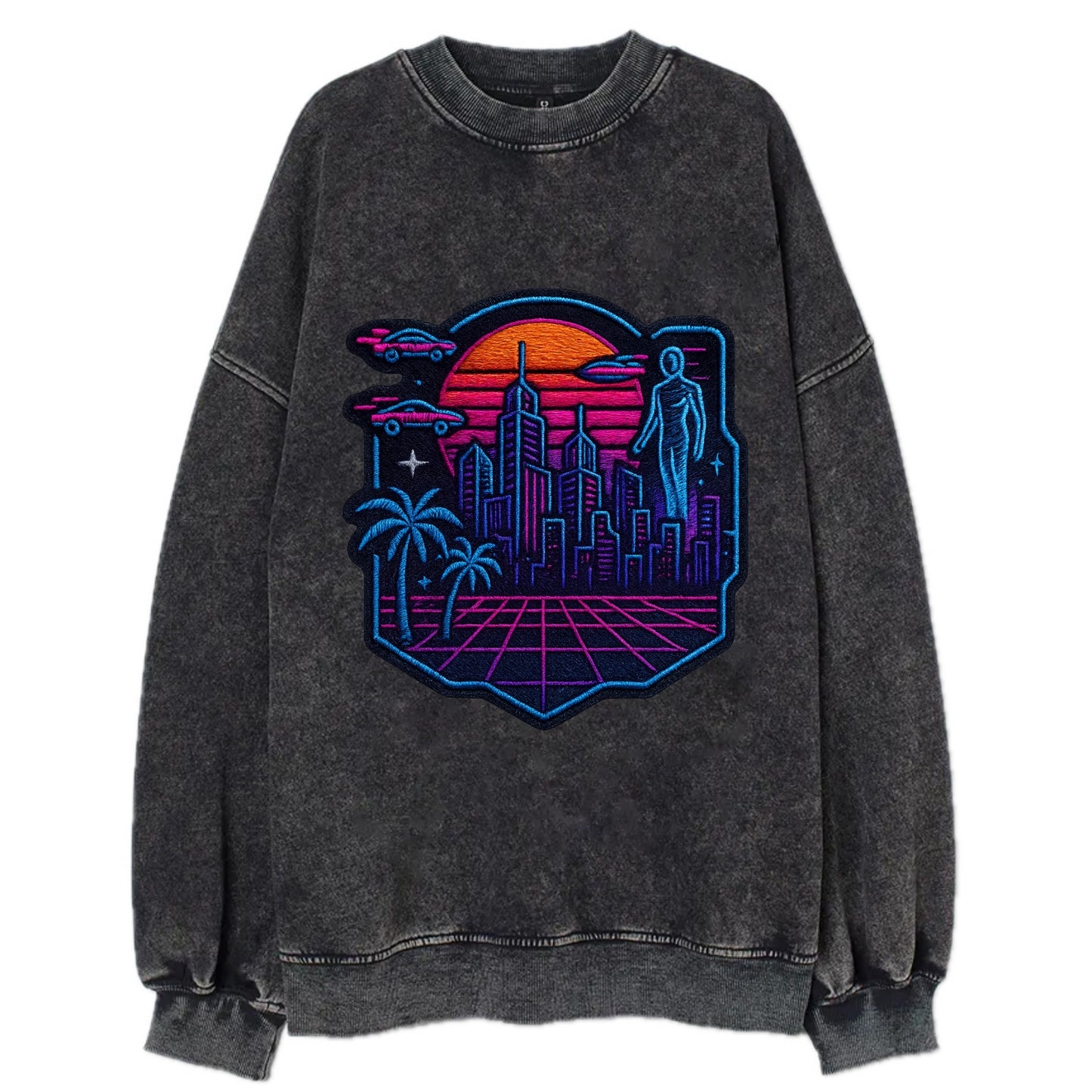 Cyberpunk City - Vintage Sweatshirt - Black