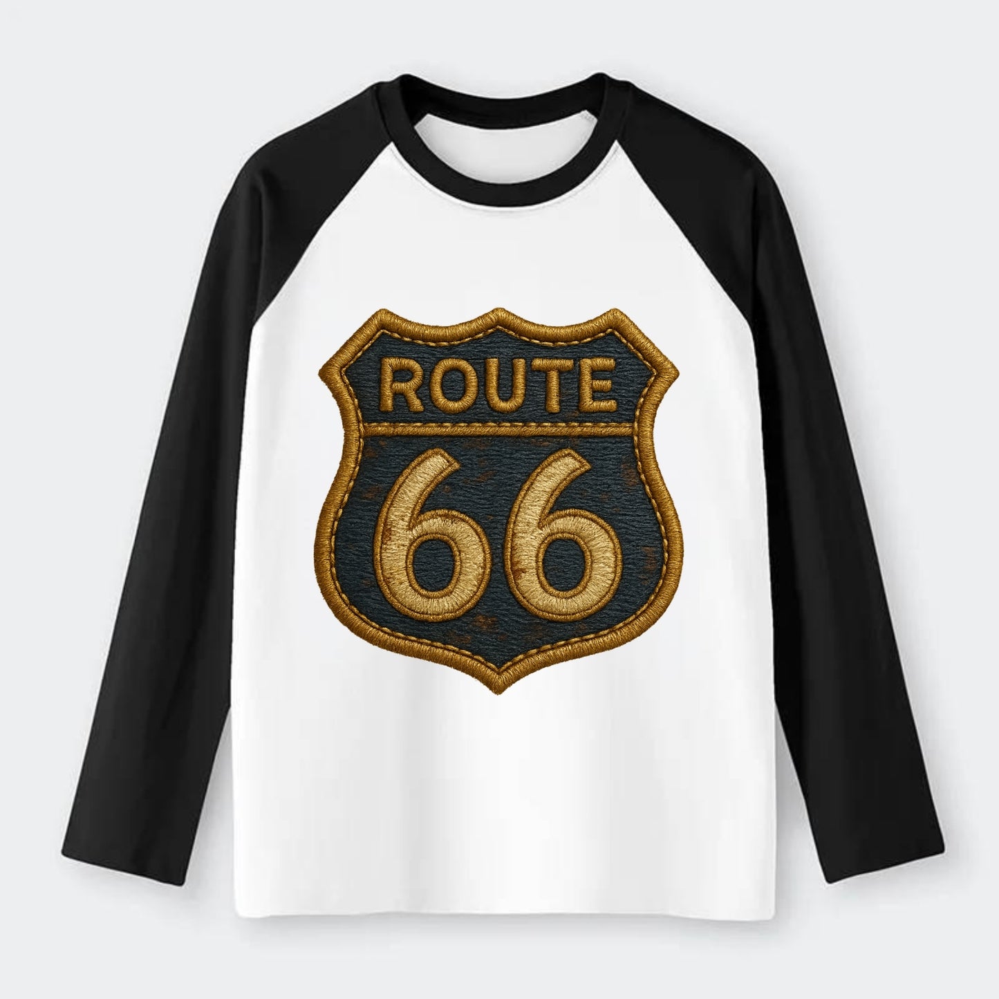 Route 66  - Raglan Long Sleeve T-Shirt - Black