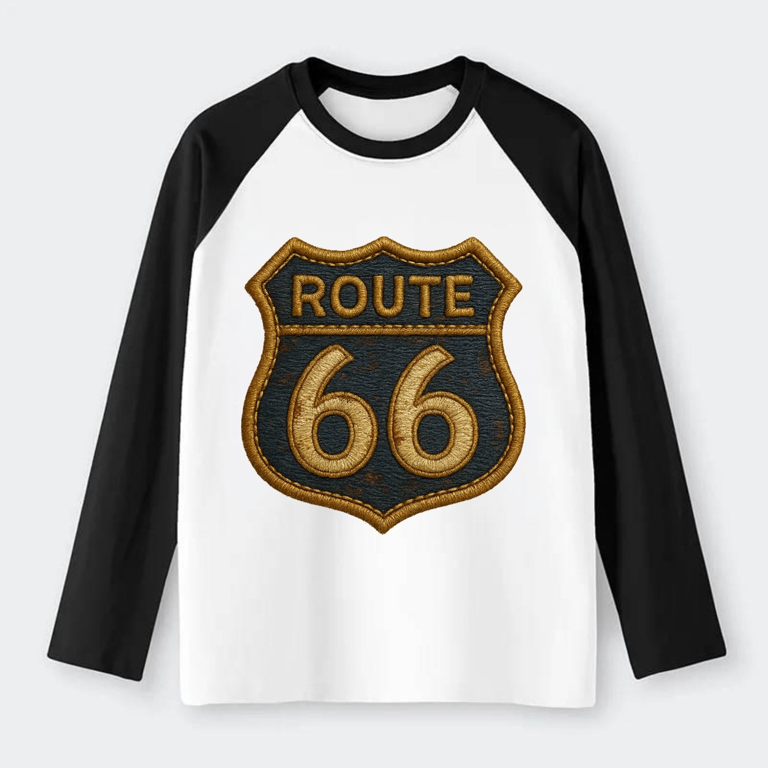 Route 66  - Raglan Long Sleeve T-Shirt - Black