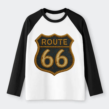 Route 66  - Raglan Long Sleeve T-Shirt - Black