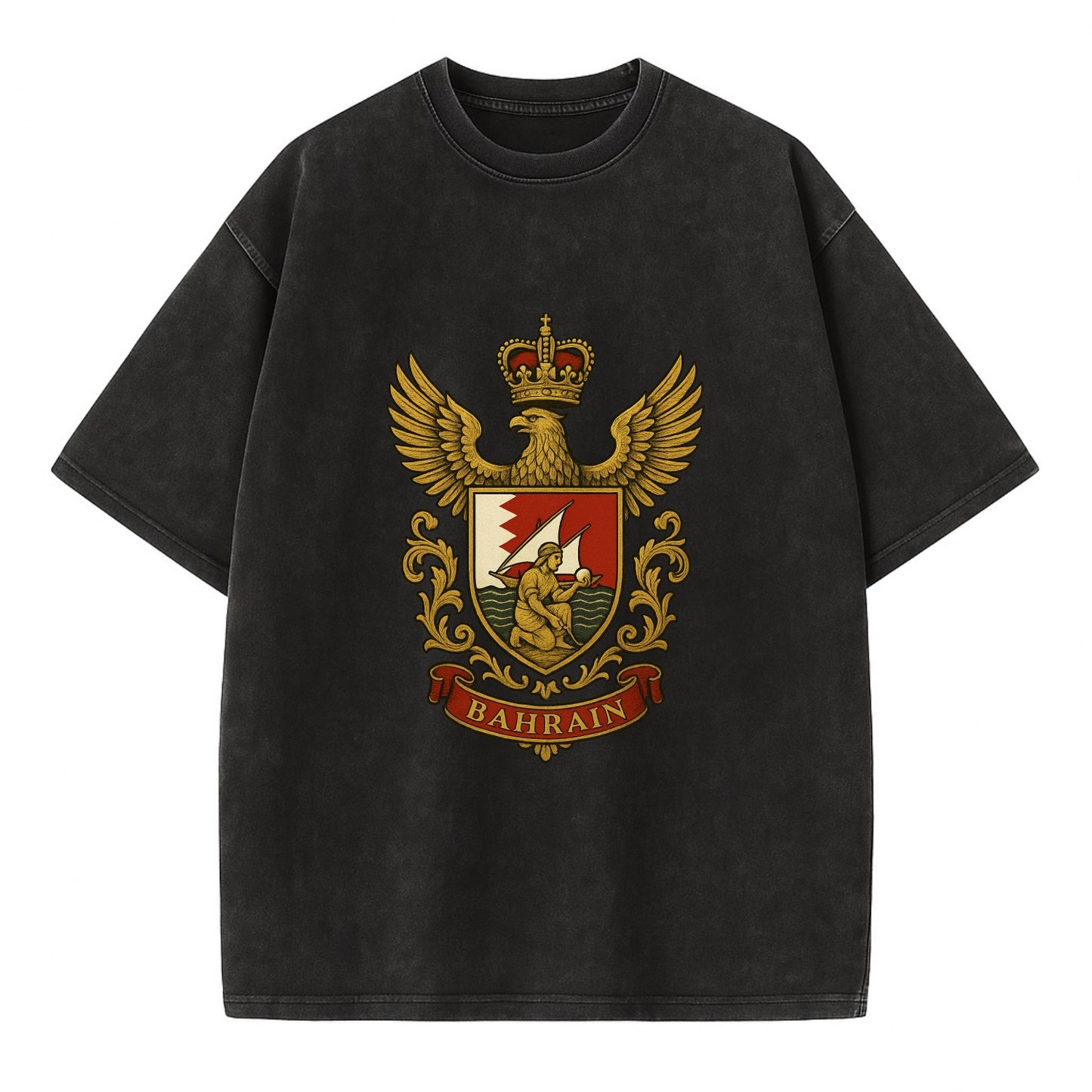 Bahrain Heritage Badge  - Vintage T-shirt - Black