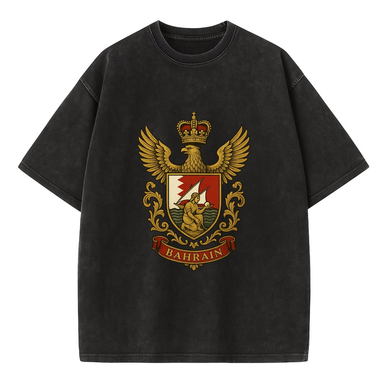 Bahrain Heritage Badge  - Vintage T-shirt - Black