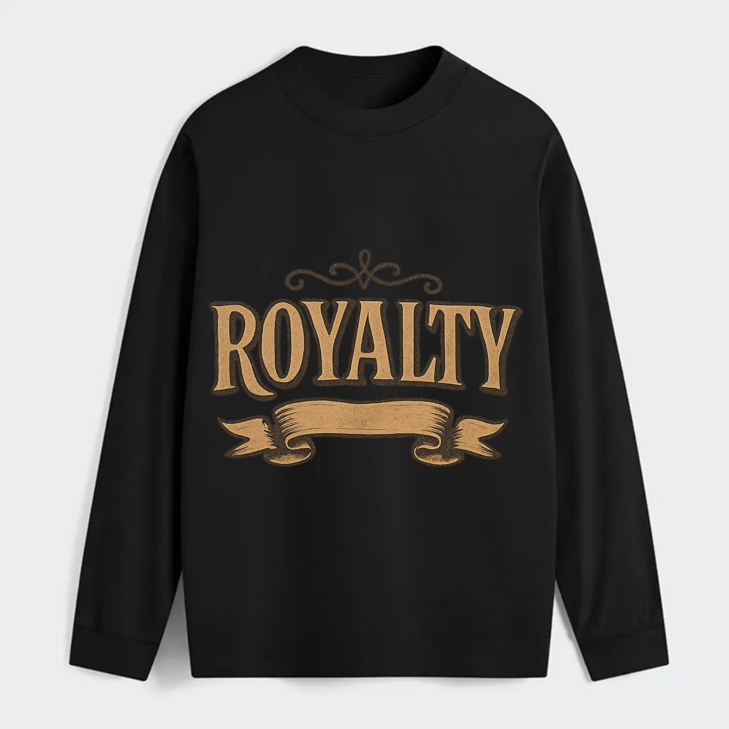 Bold typography design - "ROYALTY" - regal bearing, noble spirit - Classic Long Sleeve Shirt - Black