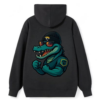 Jacksonville Alligator wearing Jaguars beanie with swamp patch and - Classic Pullover Hoodie - Black