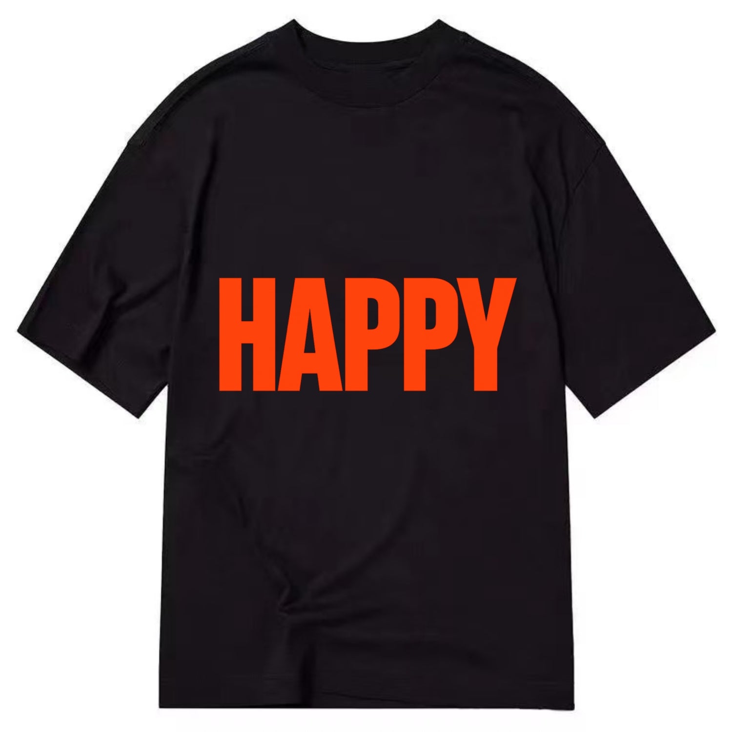 Bold typography design - "HAPPY" - joyful, content, pleased - Classic T-shirt - Black