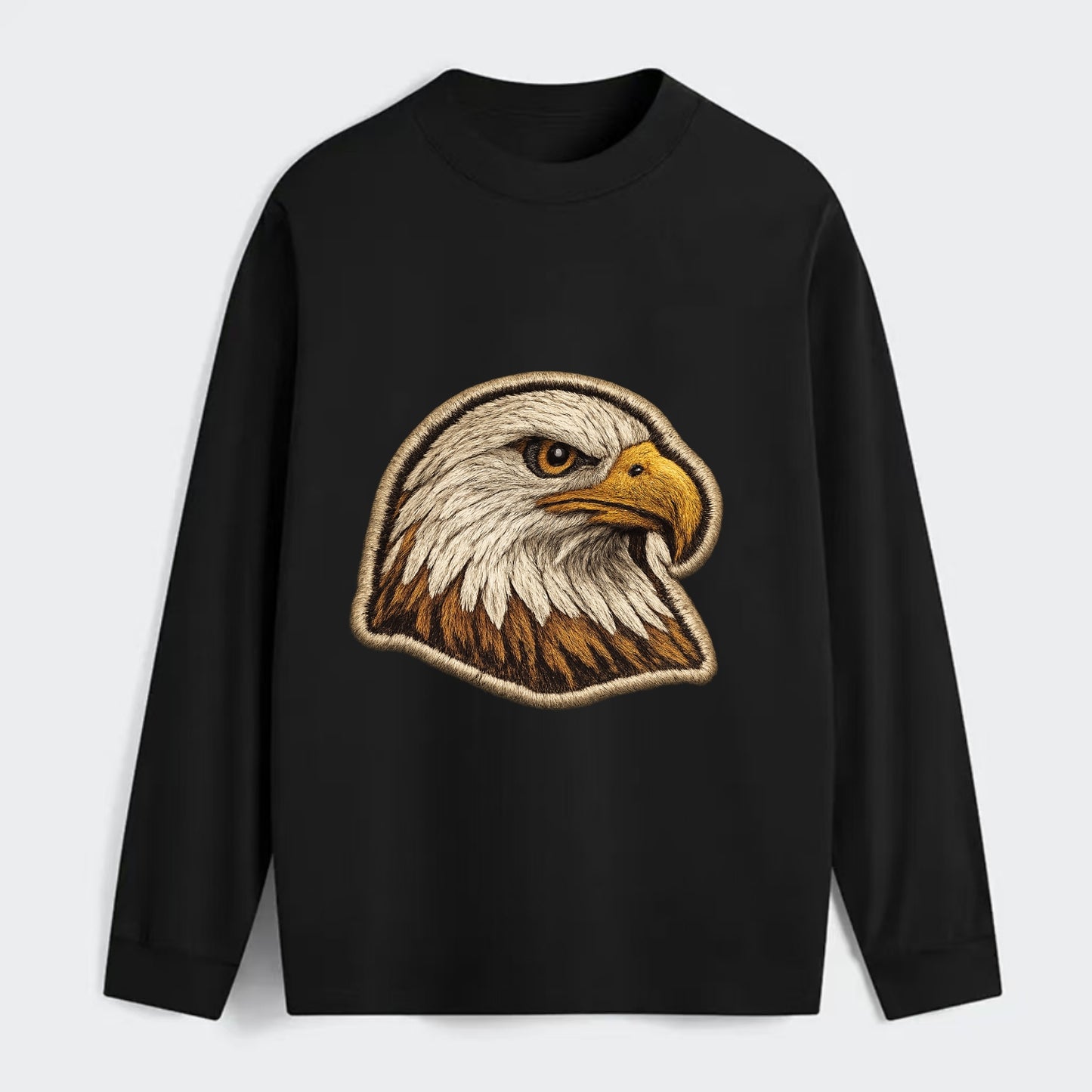 EAGLE HEAD PROFILE - majestic bald eagle in brown, white and gold , - Classic Long Sleeve Shirt - Black
