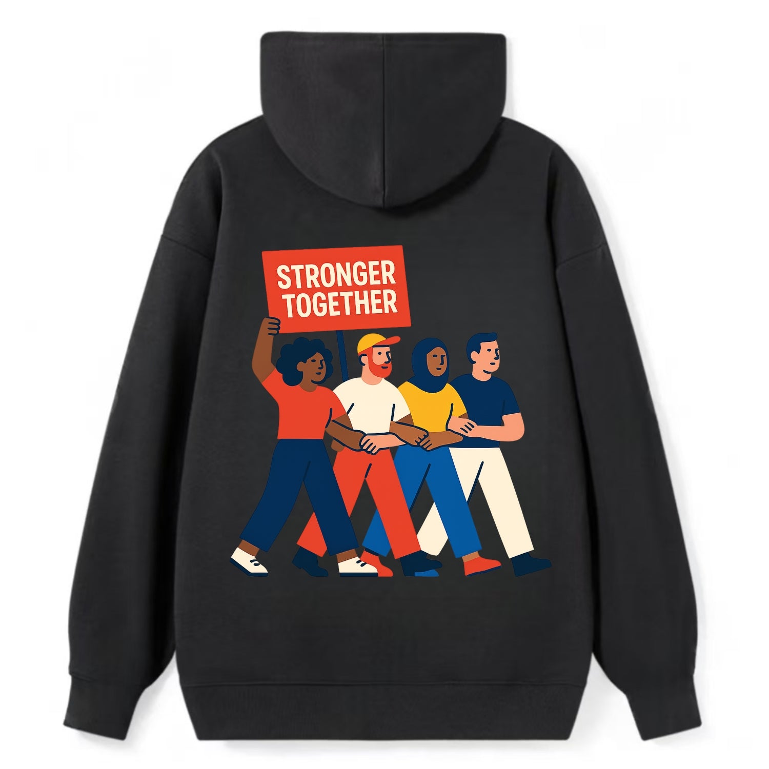 Peaceful protesters marching with linked arms - "Stronger Together" - - Classic Pullover Hoodie - Black