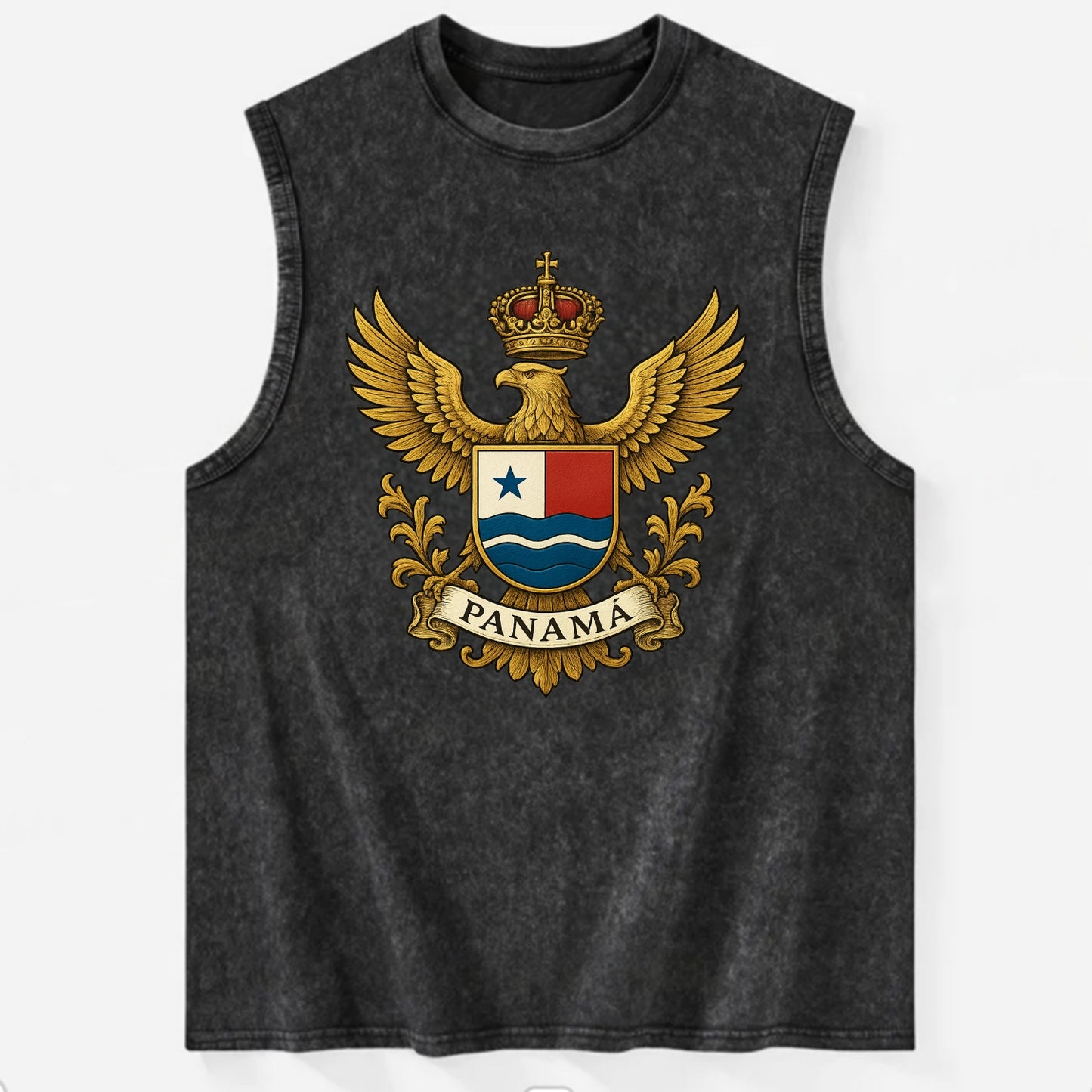 Panama Heritage Badge  - Vintage Washed Tank - Black