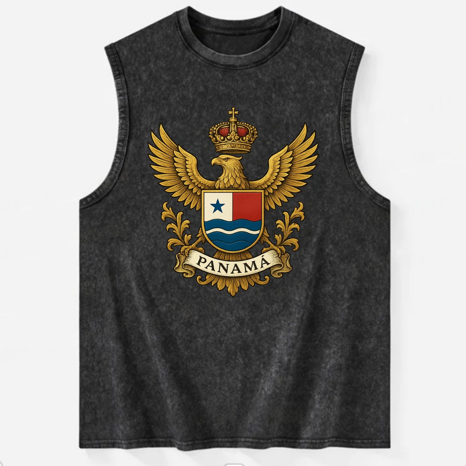 Panama Heritage Badge  - Vintage Washed Tank - Black