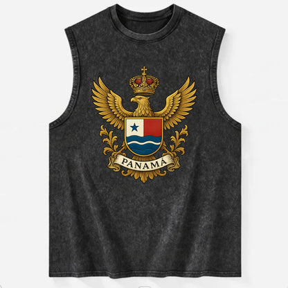 Panama Heritage Badge  - Vintage Washed Tank - Black