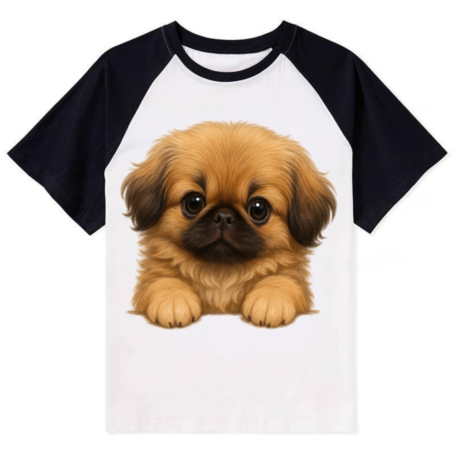 Pekingese  - Contrast Raglan T-shirt - Black