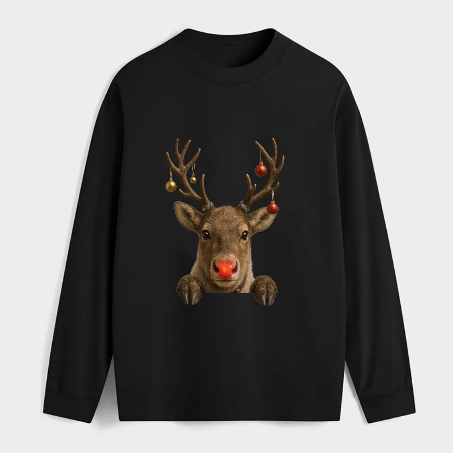 Christmas Reindeer  - Classic Long Sleeve Shirt - Black