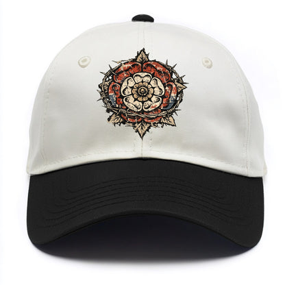 THORNED ROSE | Tudor rose with thorns | Barbed wire integration | Beautiful danger | - Two Tone Cap - Black