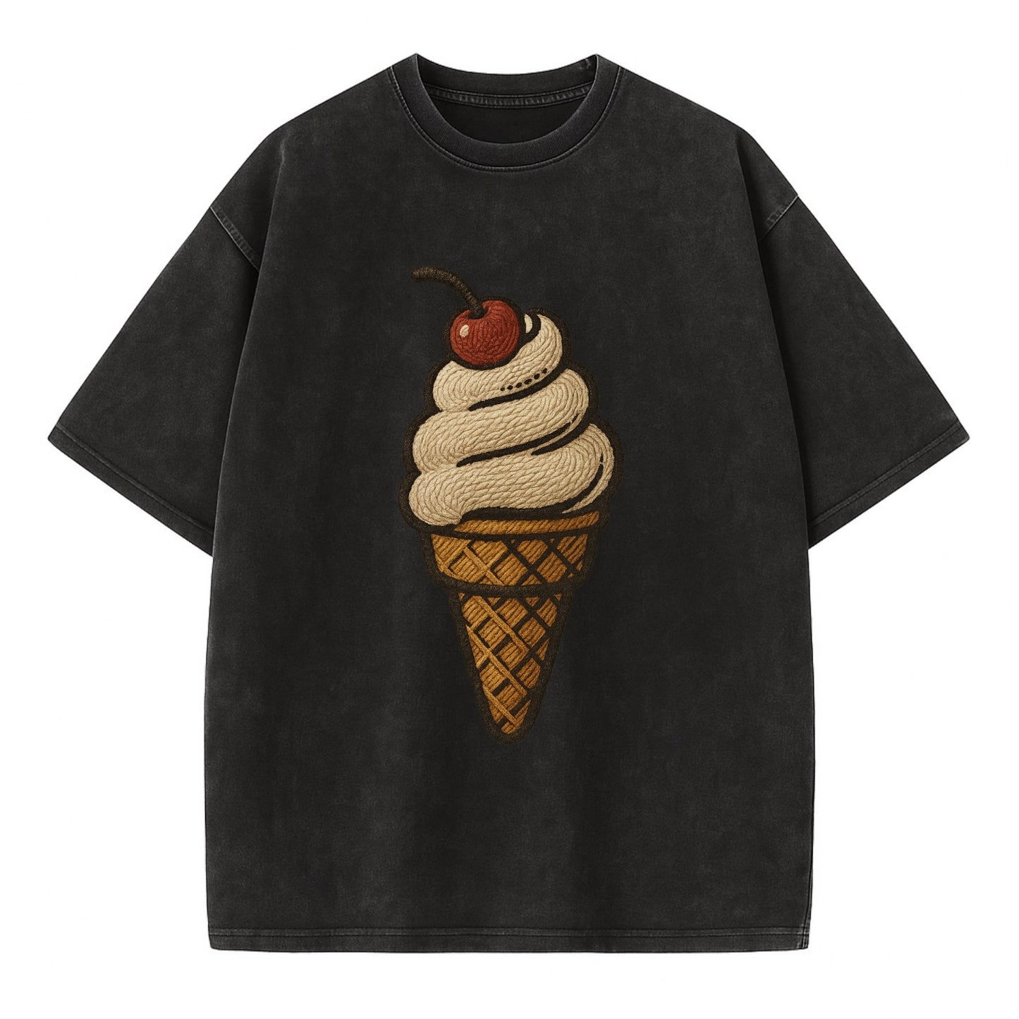 Ice Cream Cone  - Vintage T-shirt - Black
