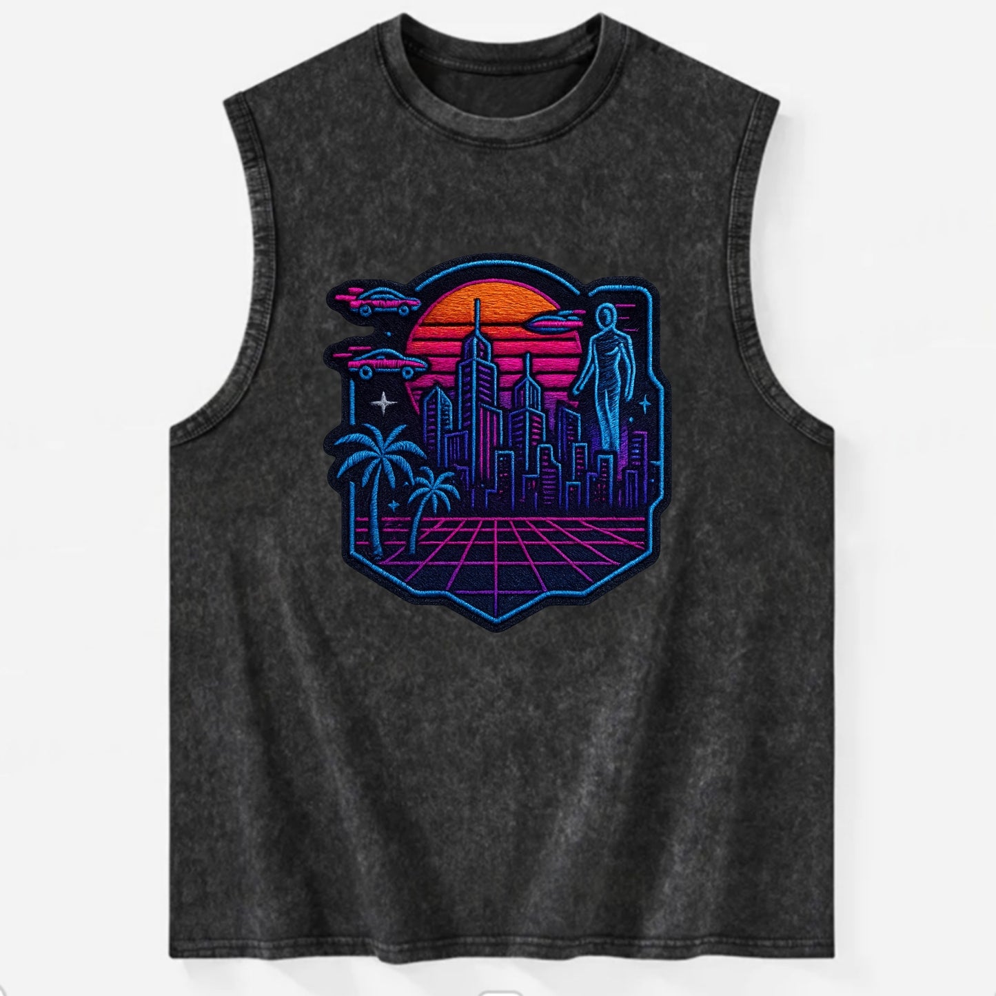 Cyberpunk City - Vintage Washed Tank - Black