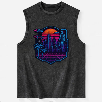 Cyberpunk City - Vintage Washed Tank - Black