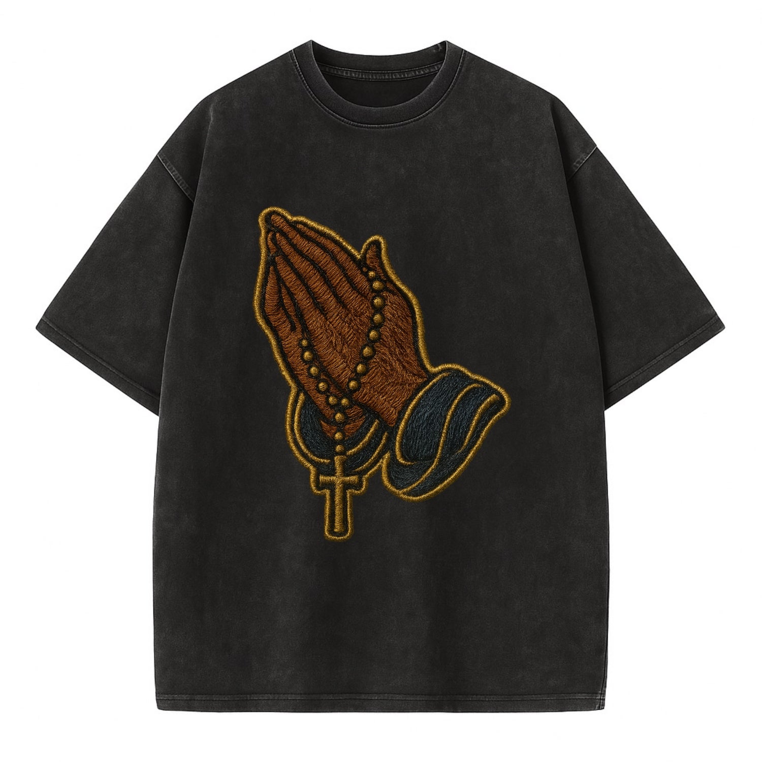 Praying Hands  - Vintage T-shirt - Black
