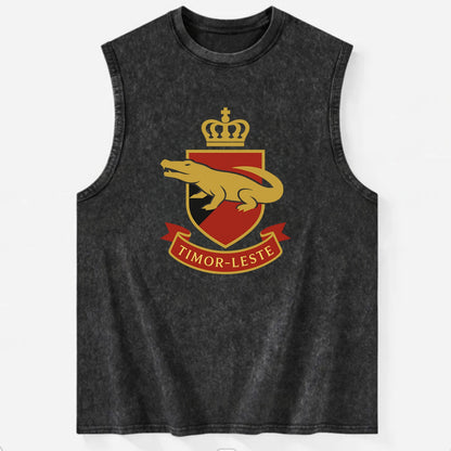 Timor-Leste Royal Logo  - Vintage Washed Tank - Black