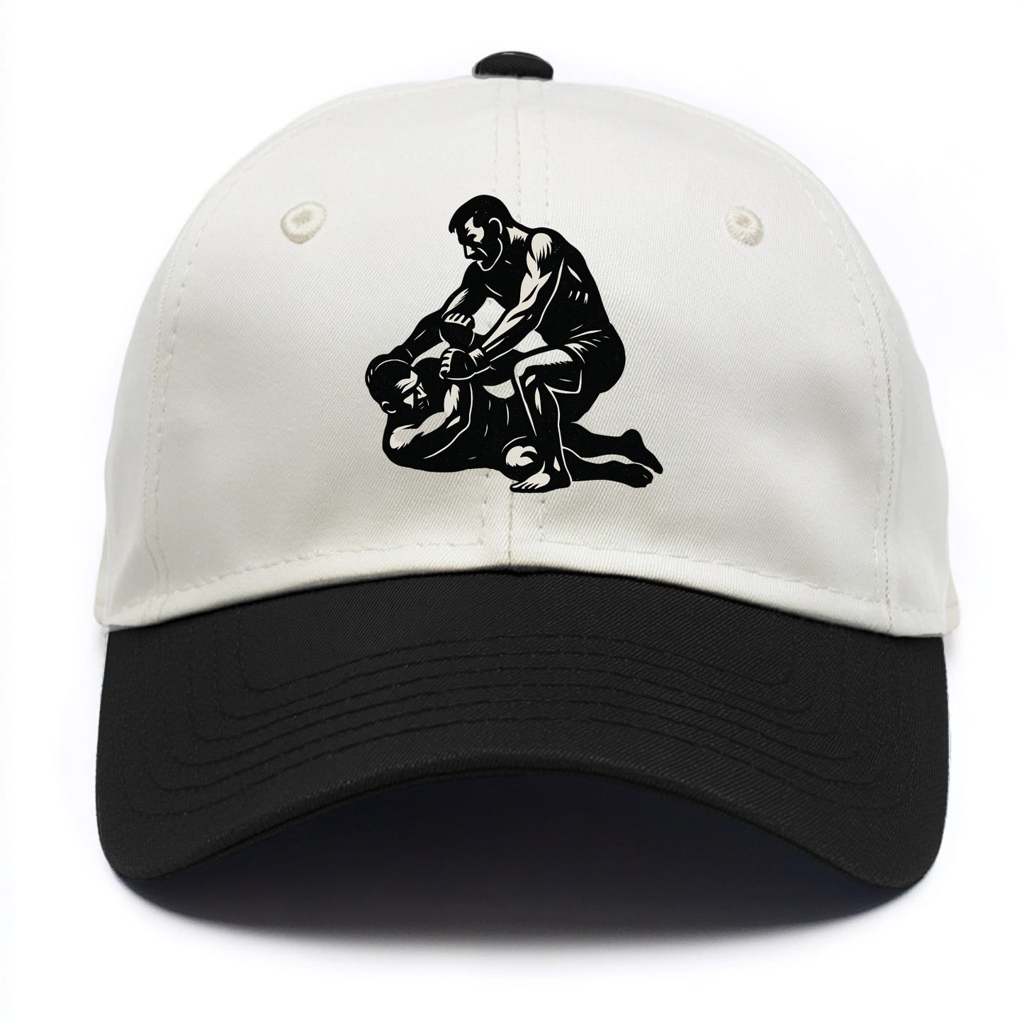 MMA fighter in ground submission hold - Two Tone Cap - Black