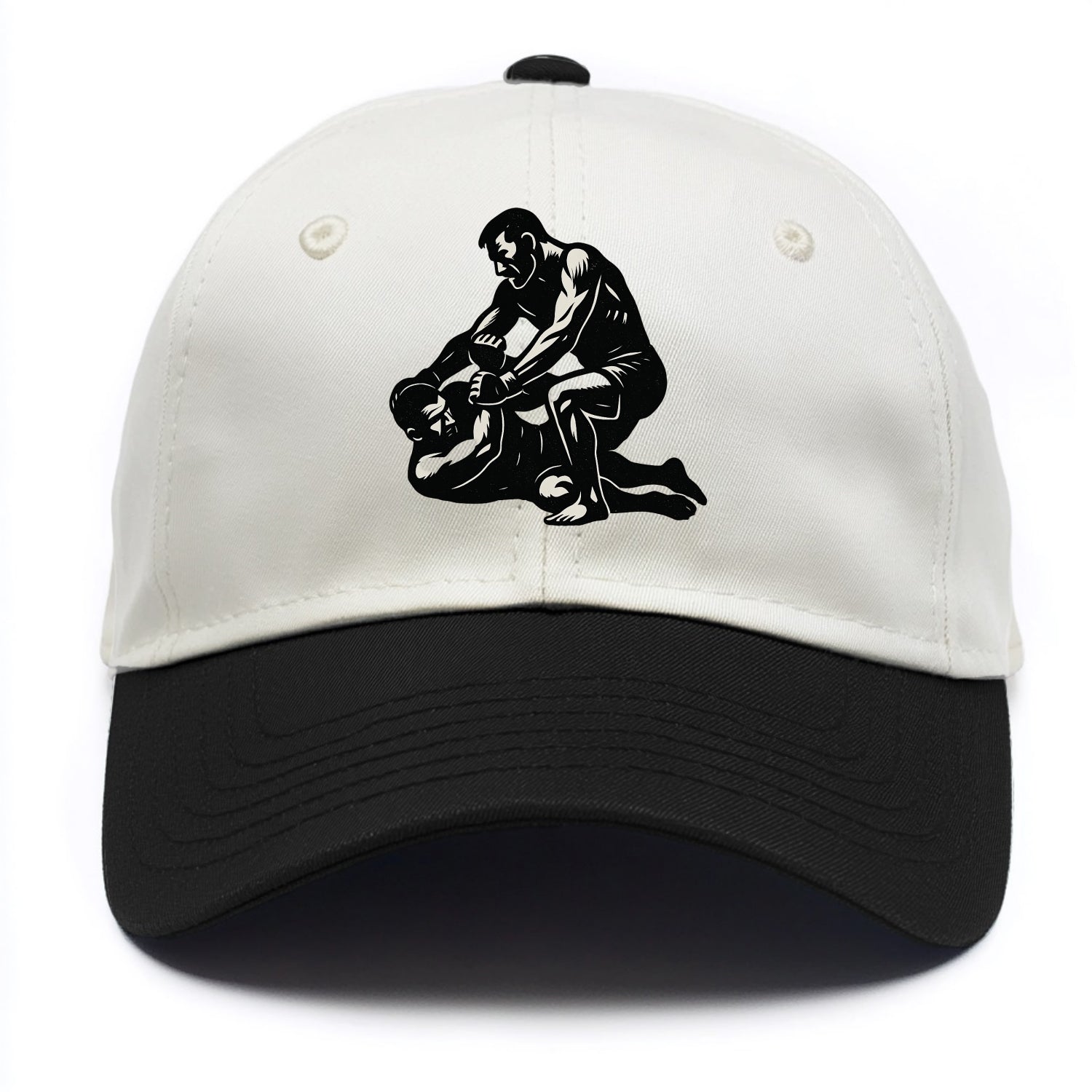 MMA fighter in ground submission hold - Two Tone Cap - Black