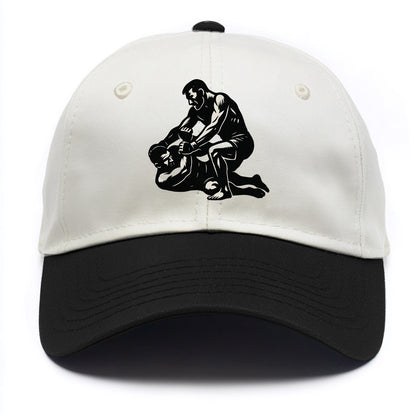 MMA fighter in ground submission hold - Two Tone Cap - Black