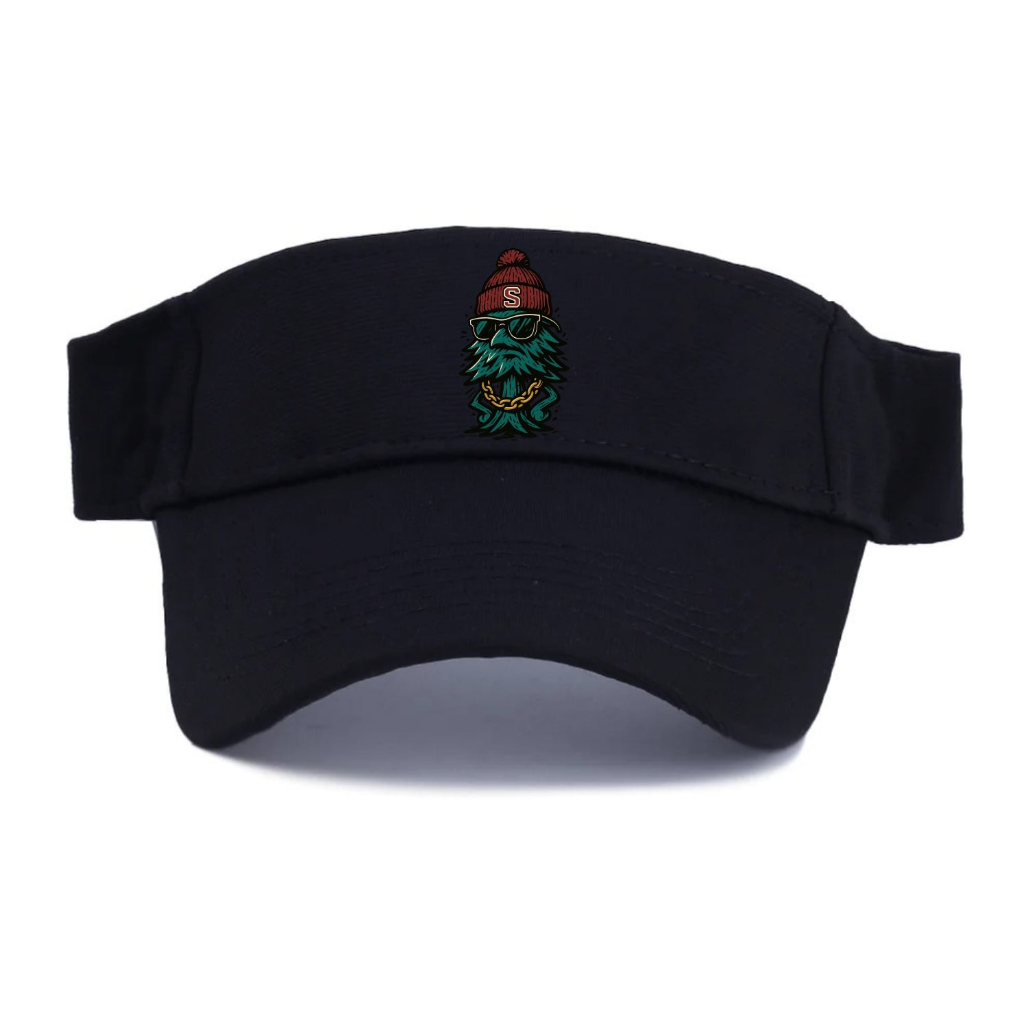 Palo Alto Tree wearing Stanford beanie with S patch - Visor - Black