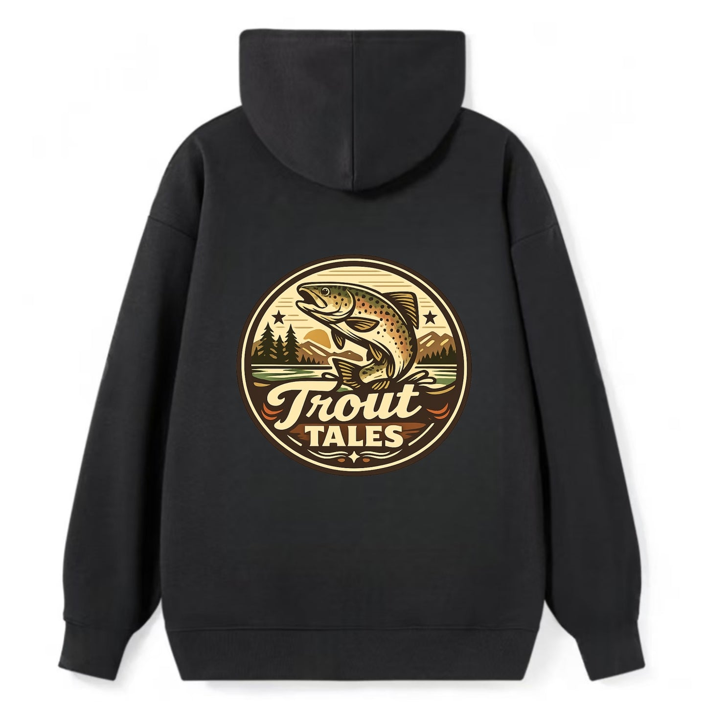 Trout Tales Adventure Emblem - Classic Pullover Hoodie - Black